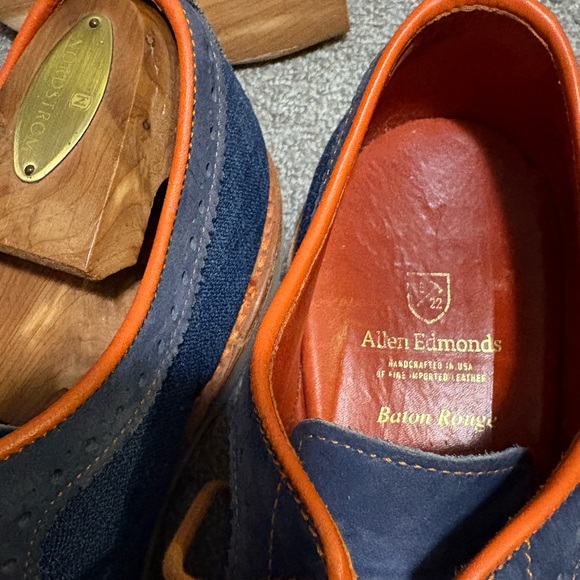 Allen Edmonds Denim Blue and Orange Oxfords - Picture 2 of 8